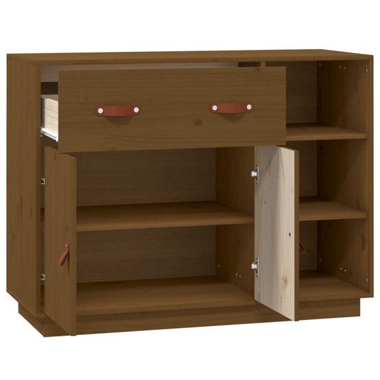 Reinier Pinewood Sideboard With 2 Doors 1 Drawer In Honey Brown