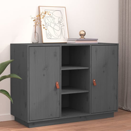 Photo of Reinier pinewood sideboard with 2 doors in grey