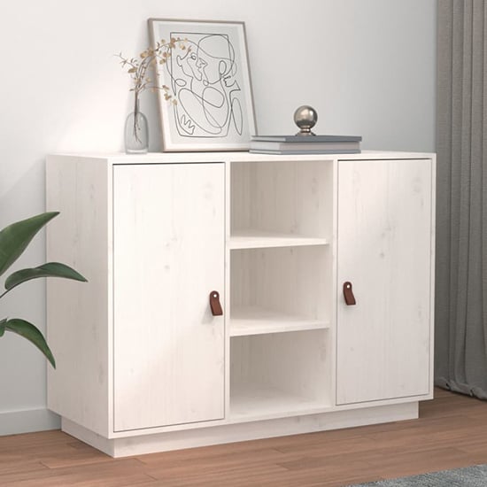 Photo of Reinier pinewood sideboard with 2 doors in white
