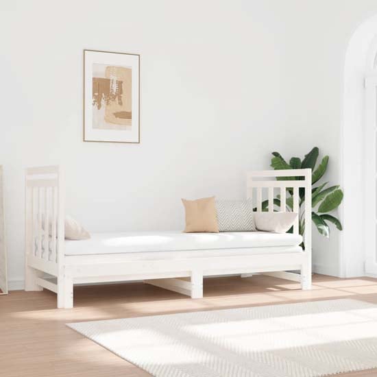 Product photograph of Reiti Solid Pine Wood Pull-out Day Bed In White from Furniture in Fashion