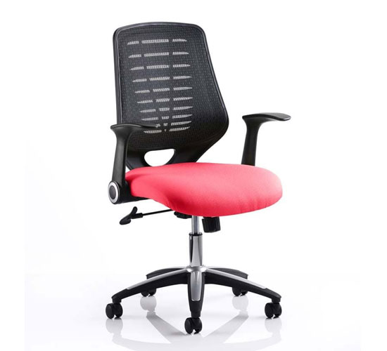 Read more about Relay task black back office chair with bergamot cherry seat