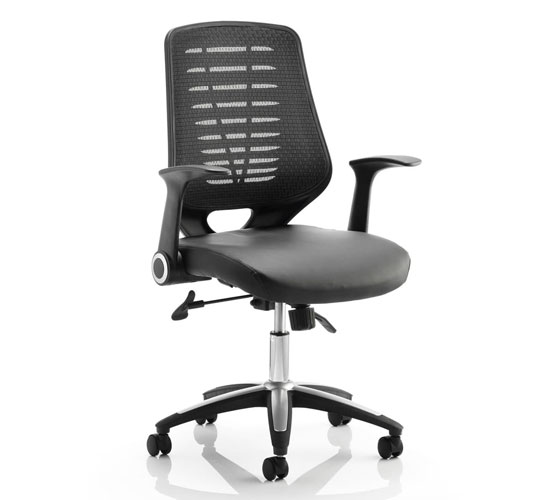 Relay Task Black Back Office Chair With Leather Black Seat