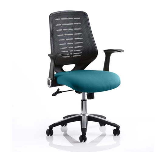 Read more about Relay task black back office chair with maringa teal seat