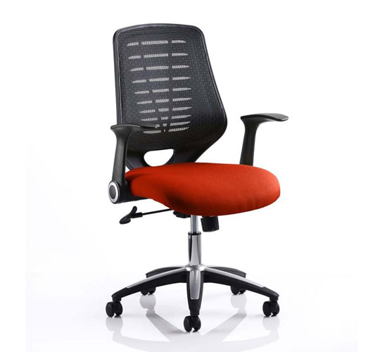 Read more about Relay task black back office chair with tabasco red seat