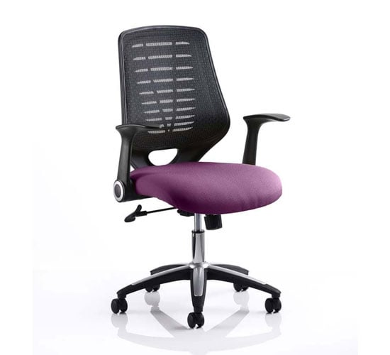Relay Task Black Back Office Chair With Tansy Purple Seat