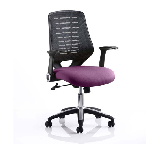 Product photograph of Relay Task Black Back Office Chair With Tansy Purple Seat from Furniture in Fashion