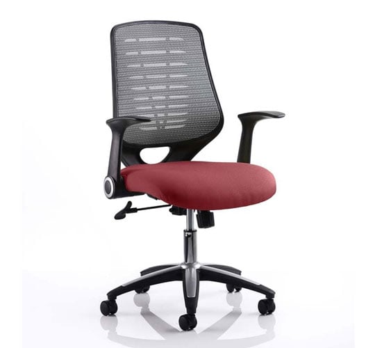 Relay Task Silver Back Office Chair With Ginseng Chilli Seat