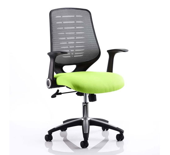 Relay Task Silver Back Office Chair With Myrrh Green Seat