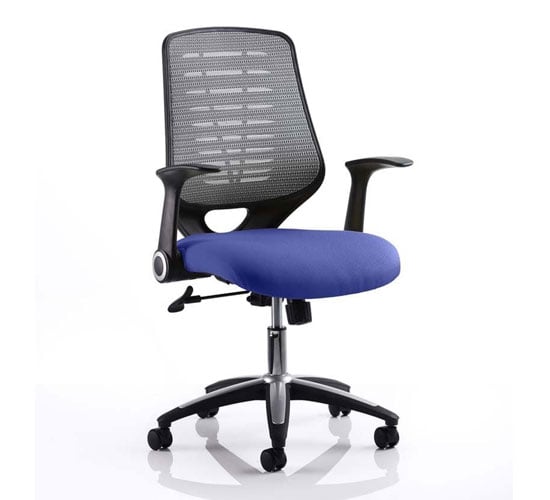 Relay Task Silver Back Office Chair With Stevia Blue Seat