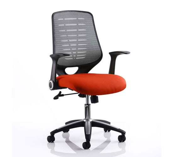 Read more about Relay task silver back office chair with tabasco red seat