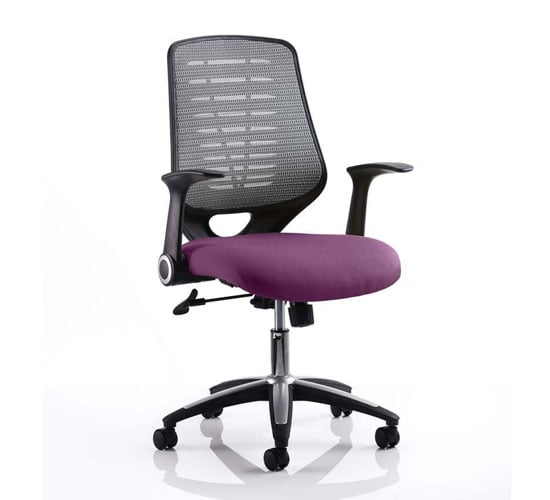 Relay Task Silver Back Office Chair With Tansy Purple Seat