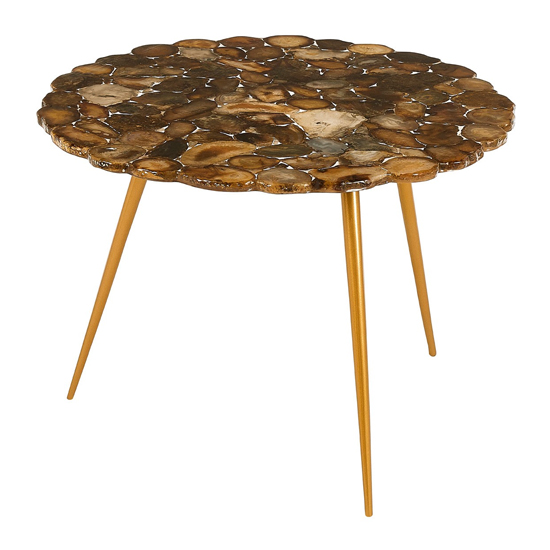 Relics Agate Stone Top Large Side Table With Gold Frame_2