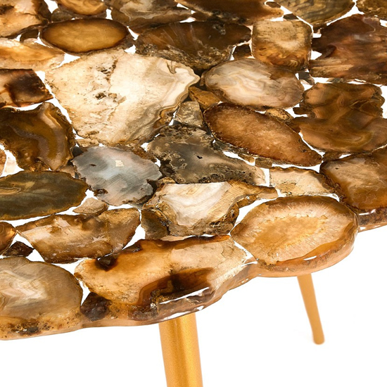 Relics Agate Stone Top Large Side Table With Gold Frame_4