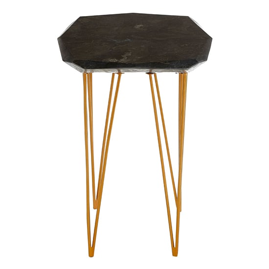 Relics Black Marble Small Side Table With Gold Angular Legs_3