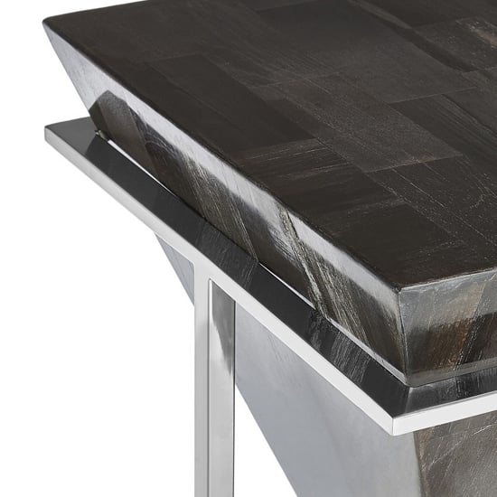 Relics Large Dark Petrified Wooden Side Table In Grey_4