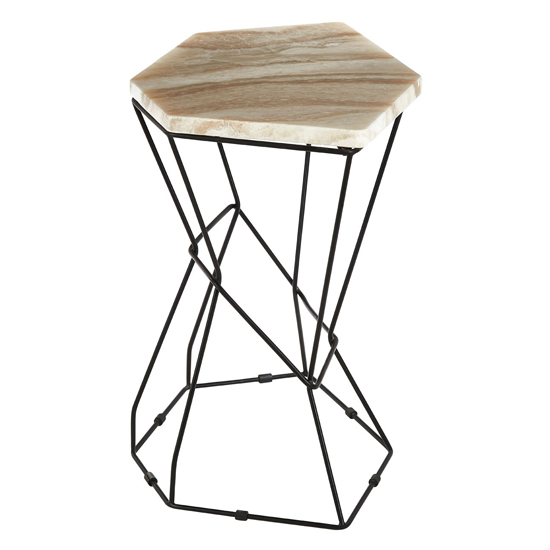Relics Natural Patterned Onyx Stone Side Table With Black Frame_2