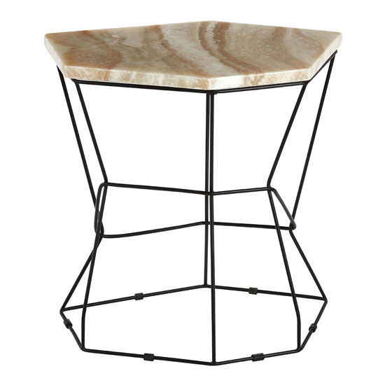 Relics Natural Patterned Onyx Stone Side Table With Black Frame_3
