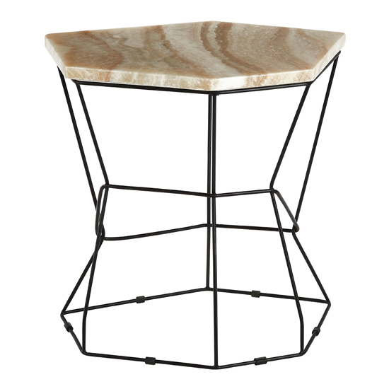Relics Natural Patterned Onyx Stone Side Table With Black Frame