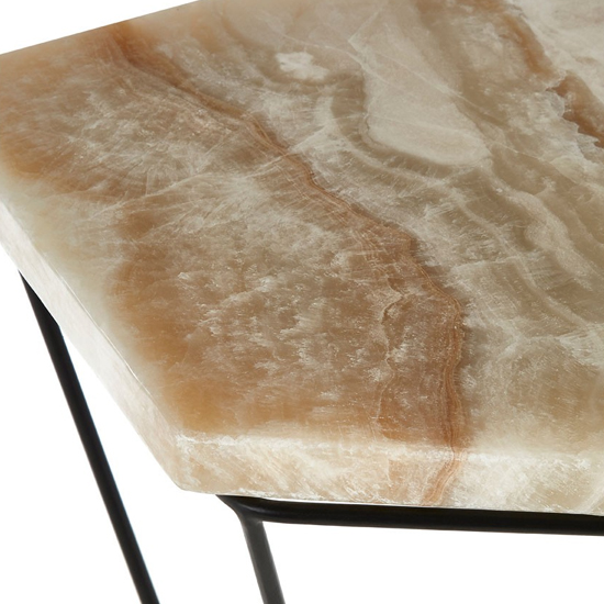 Relics Natural Patterned Onyx Stone Side Table With Black Frame