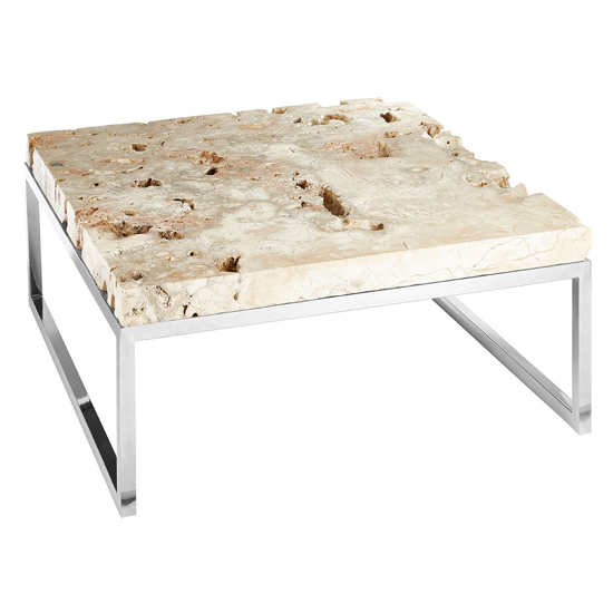 Relics Rectangular Cheese Stone Coffee Table In Mineral Accent