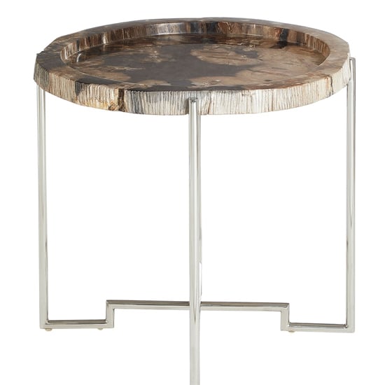 Relics Round Boho Side Table With Stainless Steel Base