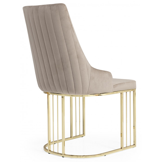 Reloa Beige Velvet Dining Chairs With Gold Frame In Pair FiF