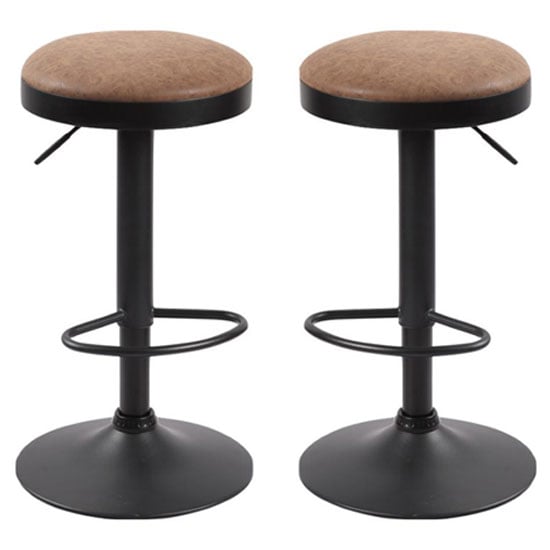 Read more about Remi brown woven fabric bar stools with black base in a pair