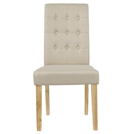 Remo Beige Fabric Dining Chairs With Wooden Legs In Pair_2