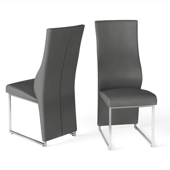 Product photograph of Rainhill Grey Faux Leather Dining Chairs In Pair from Furniture in Fashion