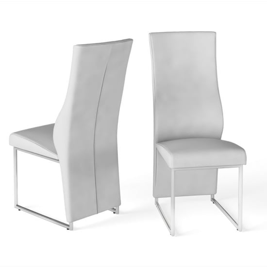 Rainhill White Faux Leather Dining Chairs In Pair