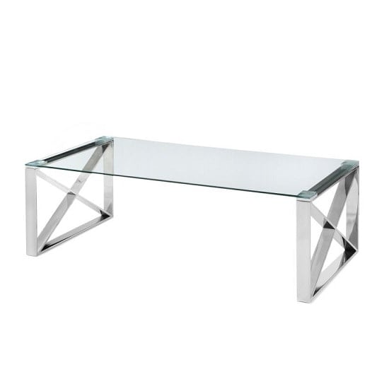 Margate Glass Coffee Table With Polished Stainless Steel Frame