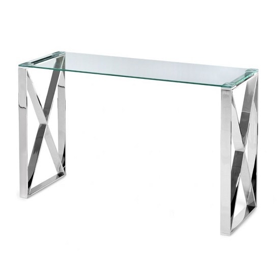 Read more about Margate glass console table with polished stainless steel frame