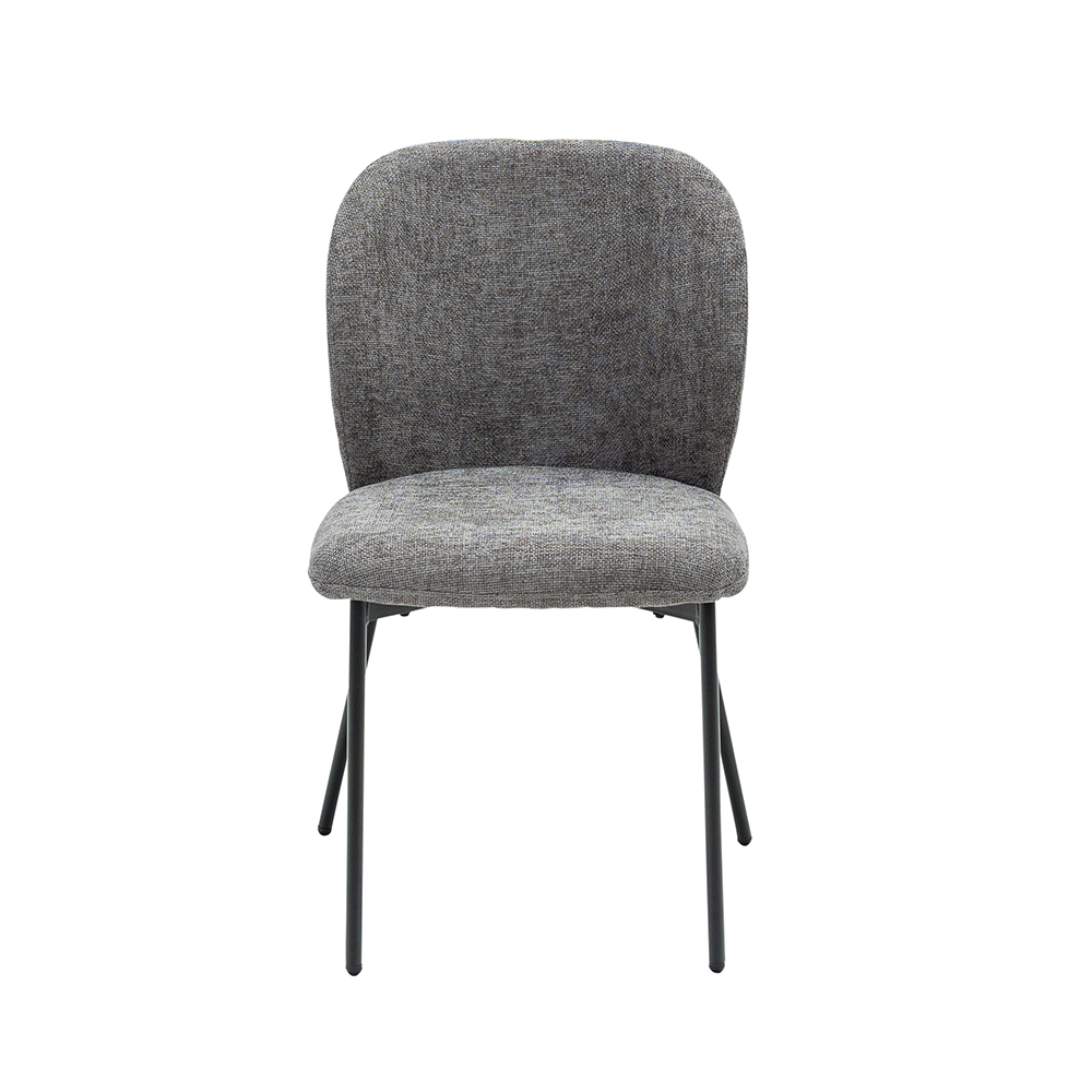 Remy Charcoal Fabric Dining Chairs with Black Legs in Pair