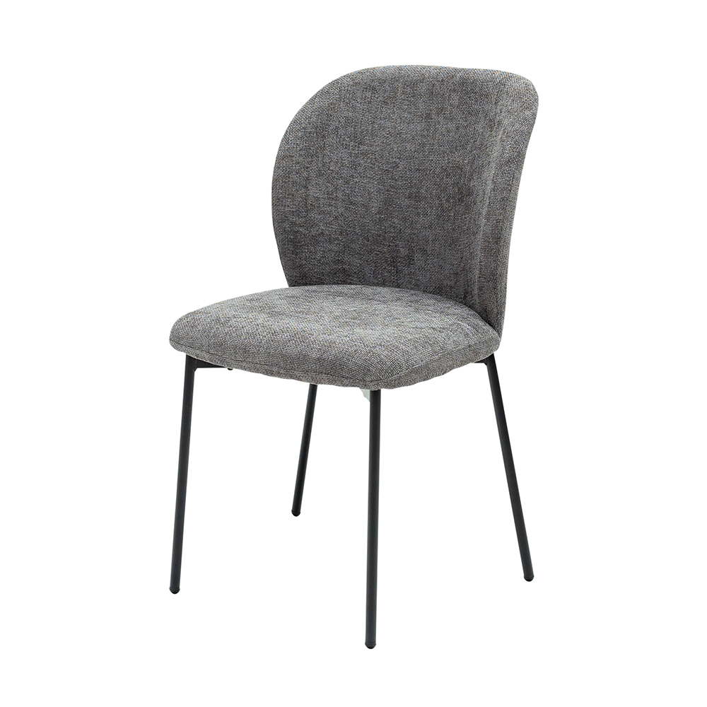 Remy Charcoal Fabric Dining Chairs with Black Legs in Pair