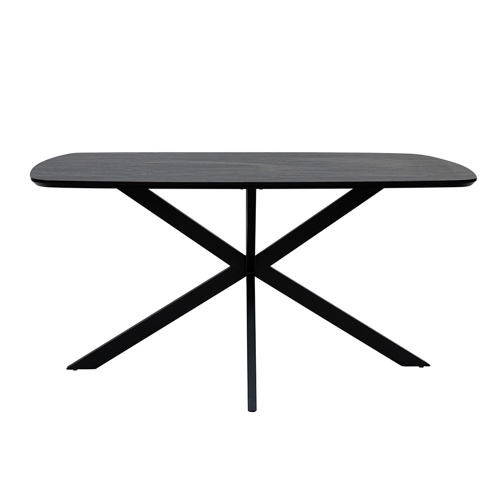 Remy Charcoal Wooden Dining Table with Black X-Shaped Legs