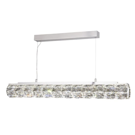 Product photograph of Remy Led Tube Bar Pendant Light In Chrome With Crystal Trim from Furniture in Fashion