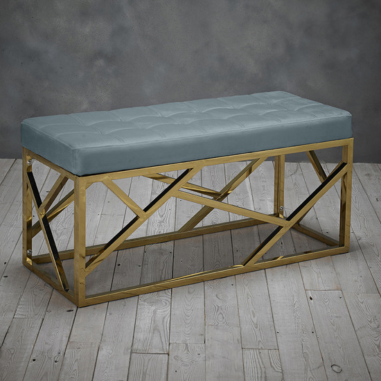 Read more about Renato velvet dining bench with gold frame in green