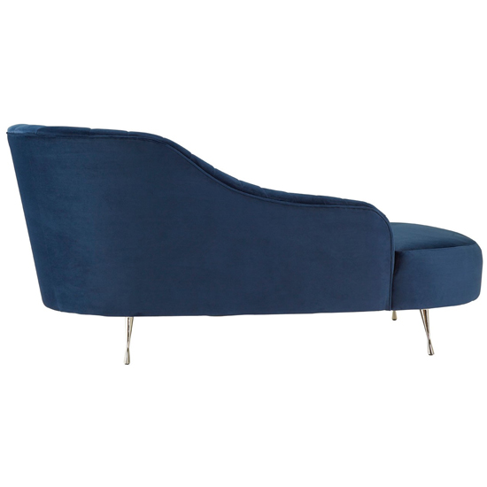 Rene Velvet Right Arm Chaise Longue Chair In Dark Blue FiF