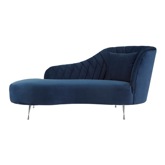 Rene Velvet Right Arm Chaise Longue Chair In Dark Blue | FiF