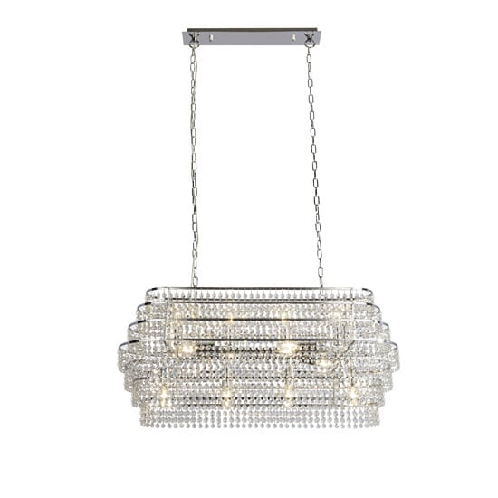Photo of Rene wall hung 12 pendant light in chrome with hanging crystal