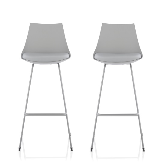 Renea Bar Stools In Grey Faux Leather Seat Pad In A Pair Furniture in