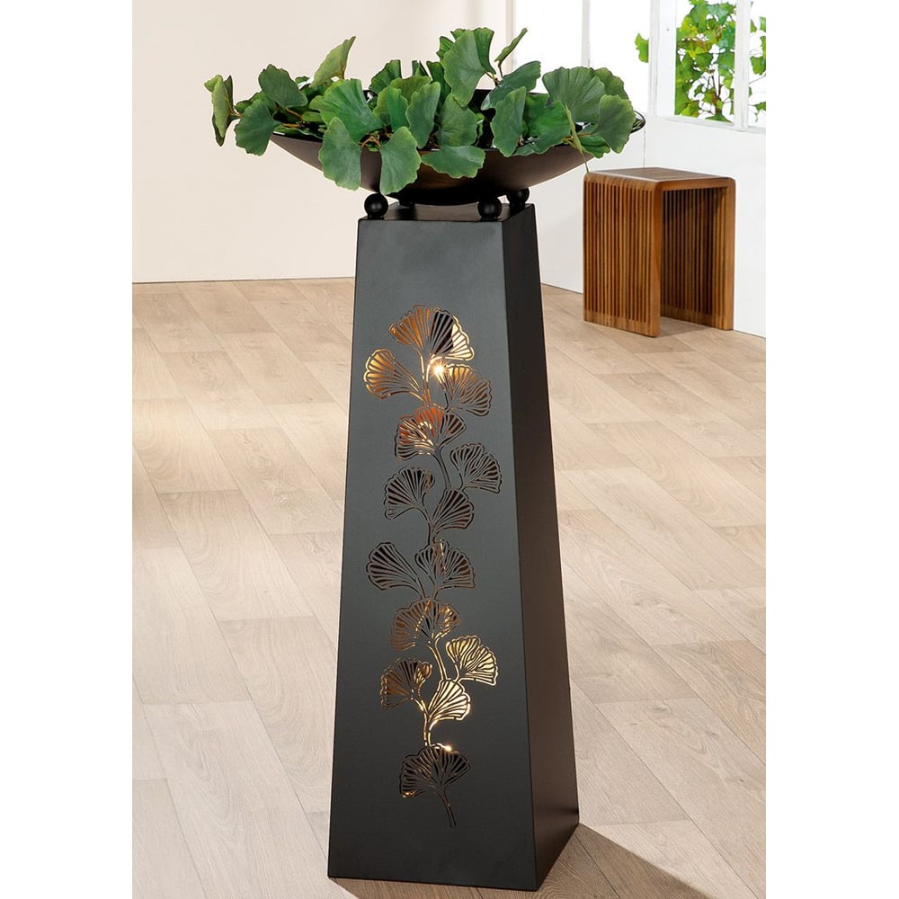 Renee Metal Ginkgo Design Bowl Stand In Black