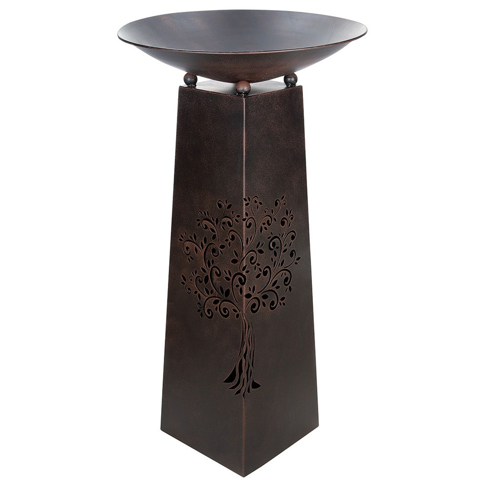 Renee Metal Tree Of Life Design Bowl Stand In Brown