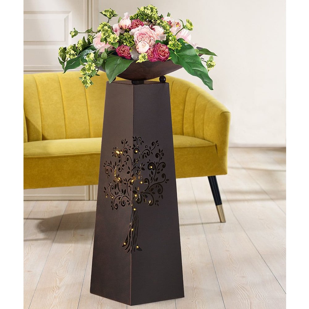 Renee Metal Tree Of Life Design Bowl Stand In Brown