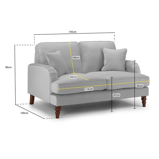 Rennes Plush Velvet 2 Seater Sofa In Beige_3