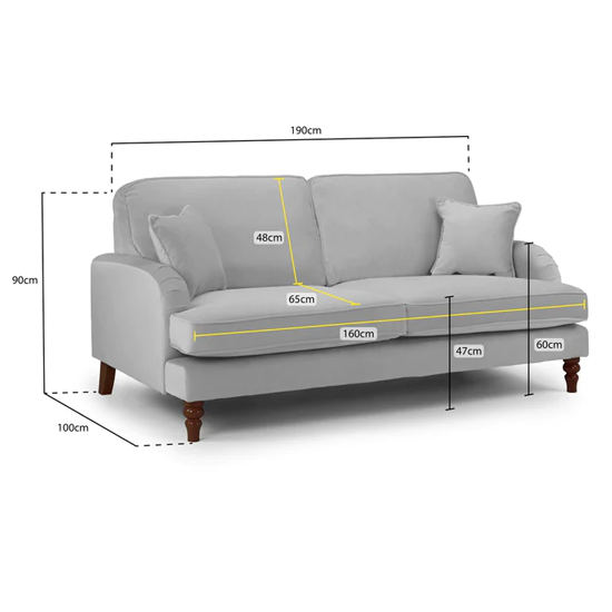 Rennes Plush Velvet 3 Seater Sofa In Beige_3
