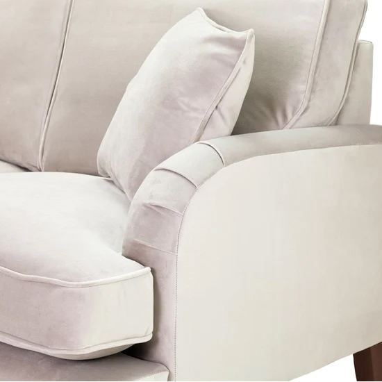 Rennes Plush Velvet 3 Seater Sofa In Beige_4