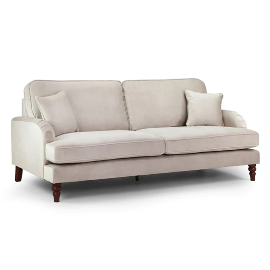 Rennes Plush Velvet 4 Seater Sofa In Beige