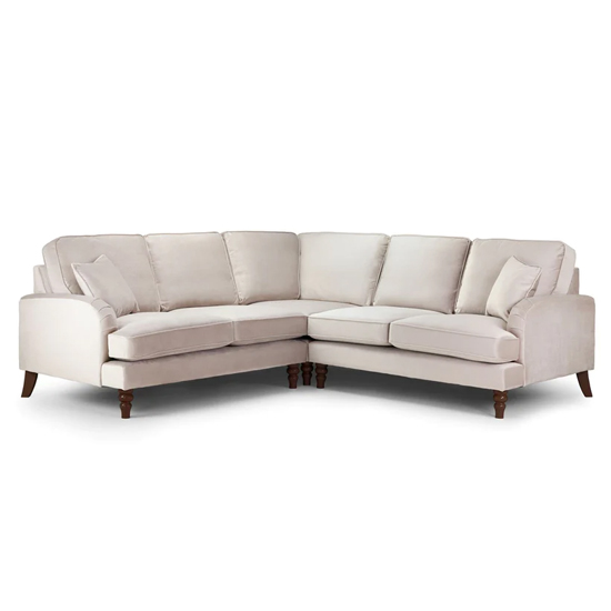 Beige velvet on sale corner sofa