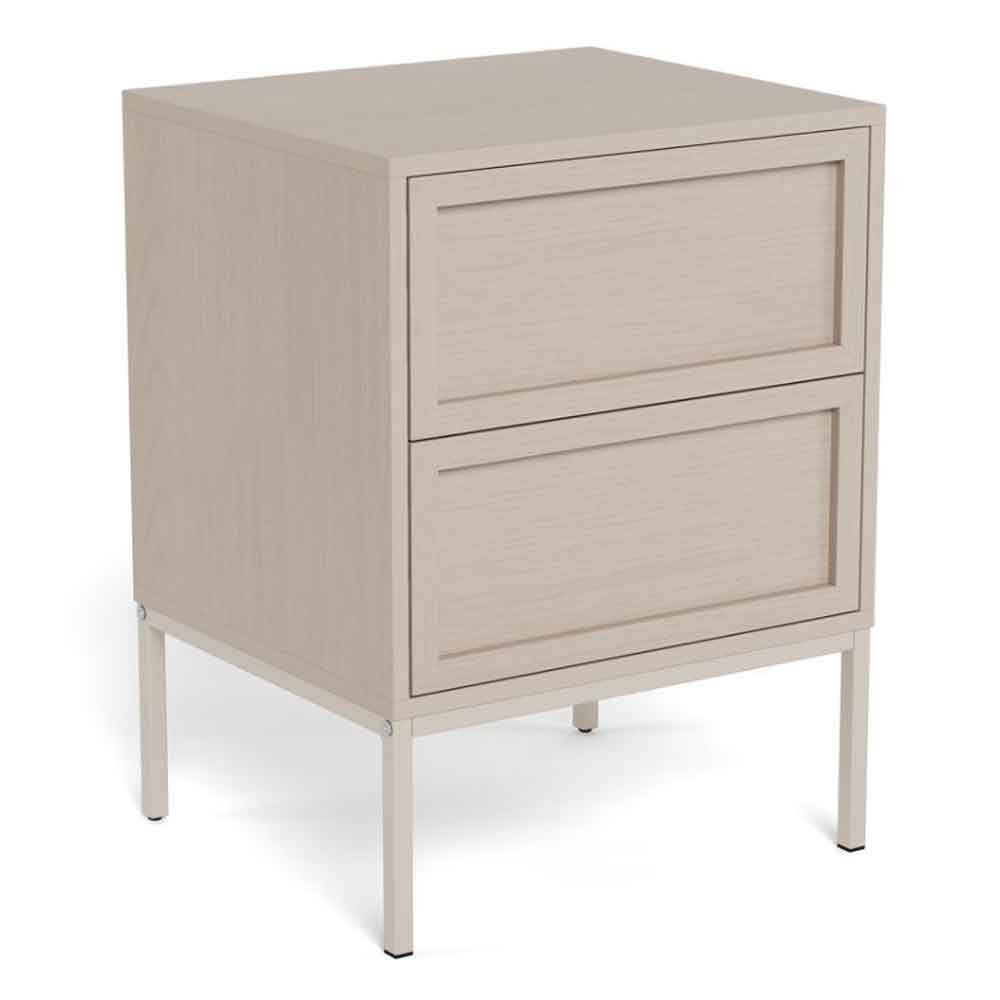 Rennes Wooden Bedside Cabinet With 2 Drawers - Grey